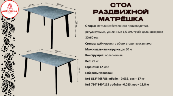 Стол Матрешка раздвижной ЛДСП